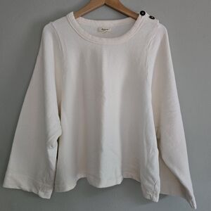 Madewell Cropped Soft Textured Cotton Sweatshirt, Off-white, XL